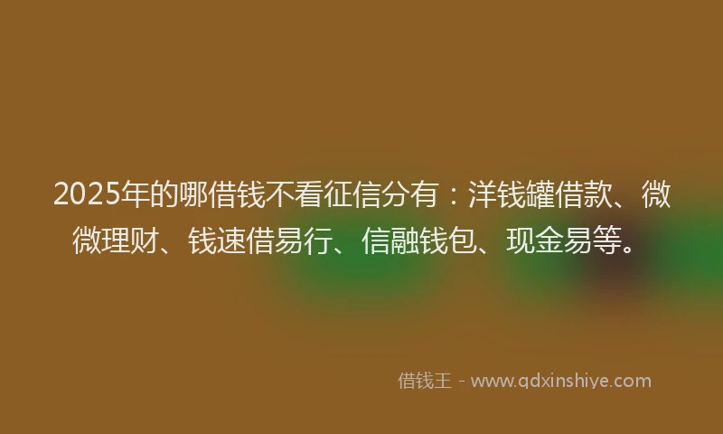 2025年的哪借钱不看征信分有：洋钱罐借款、微微理财、钱速借易行、信融钱包、现金易等。