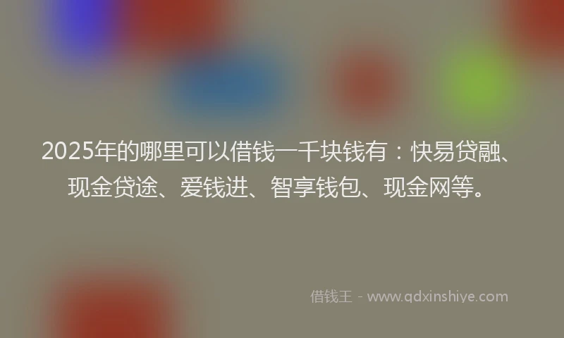 2025年的哪里可以借钱一千块钱有：快易贷融、现金贷途、爱钱进、智享钱包、现金网等。