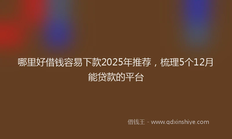 哪里好借钱容易下款2025年推荐，梳理5个12月能贷款的平台