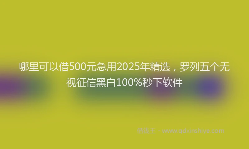 哪里可以借500元急用2025年精选，罗列五个无视征信黑白100%秒下软件