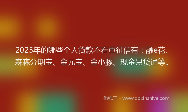2025年的哪些个人贷款不看重征信有：融e花、森森分期宝、金元宝、金小豚、现金易贷通等。