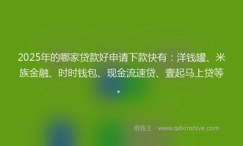 2025年的哪家贷款好申请下款快有：洋钱罐、米族金融、时时钱包、现金流速贷、壹起马上贷等。