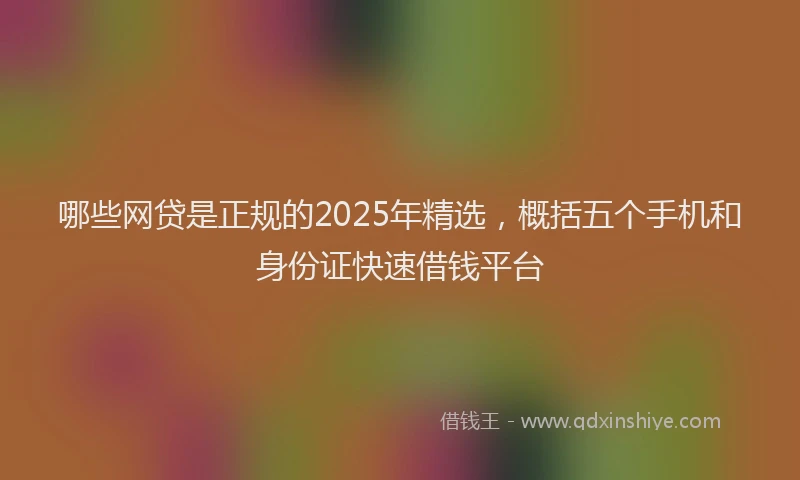 哪些网贷是正规的2025年精选，概括五个手机和身份证快速借钱平台