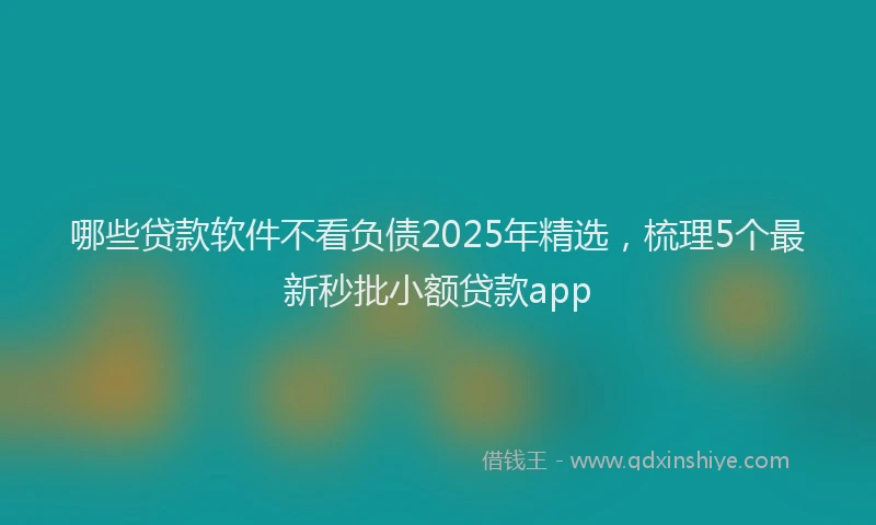 哪些贷款软件不看负债2025年精选，梳理5个最新秒批小额贷款app
