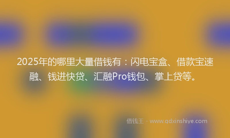 2025年的哪里大量借钱有：闪电宝盒、借款宝速融、钱进快贷、汇融Pro钱包、掌上贷等。