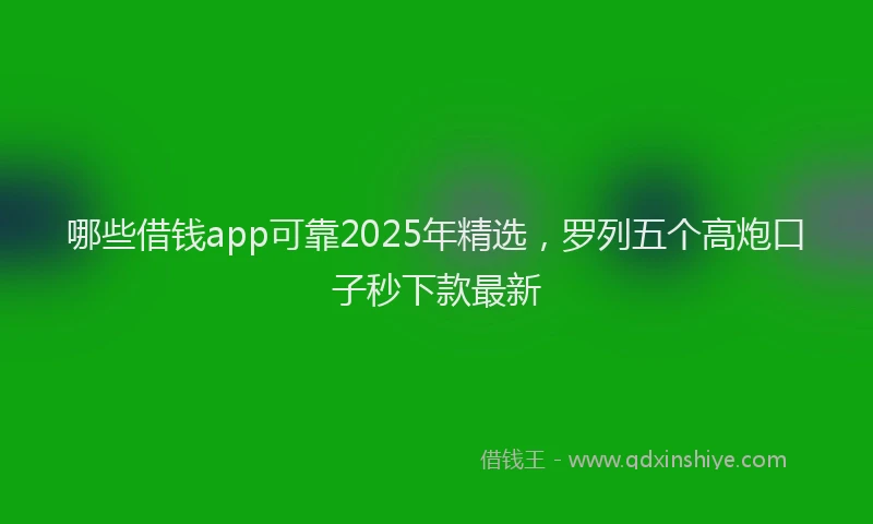哪些借钱app可靠2025年精选，罗列五个高炮口子秒下款最新