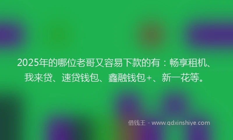 2025年的哪位老哥又容易下款的有：畅享租机、我来贷、速贷钱包、鑫融钱包+、新一花等。