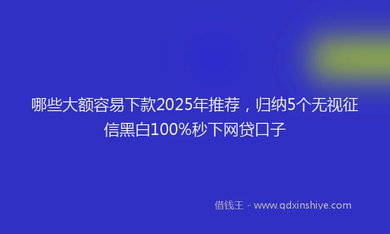 哪些大额容易下款2025年推荐,归纳5个无视征信黑白100%秒下网贷口子