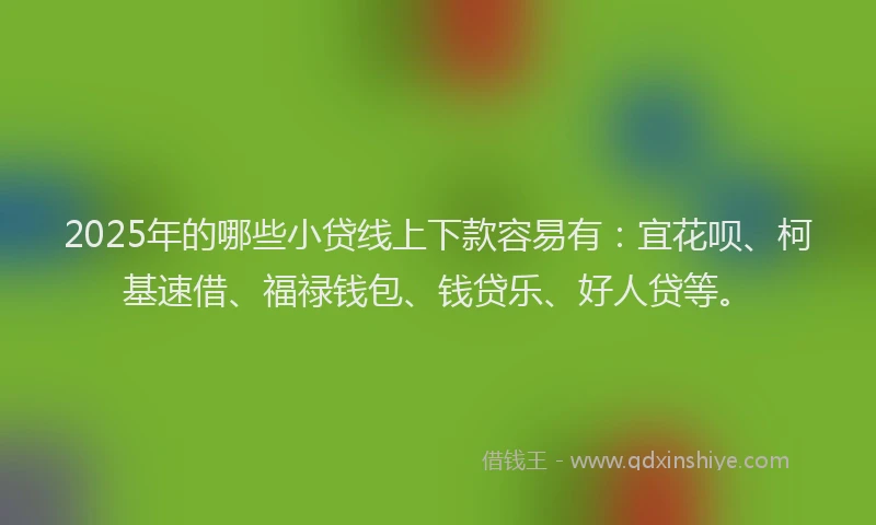 2025年的哪些小贷线上下款容易有：宜花呗、柯基速借、福禄钱包、钱贷乐、好人贷等。
