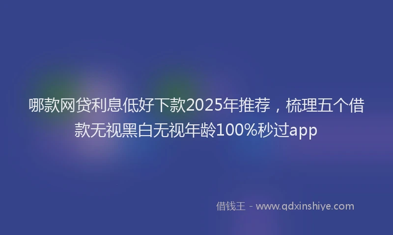 哪款网贷利息低好下款2025年推荐，梳理五个借款无视黑白无视年龄100%秒过app