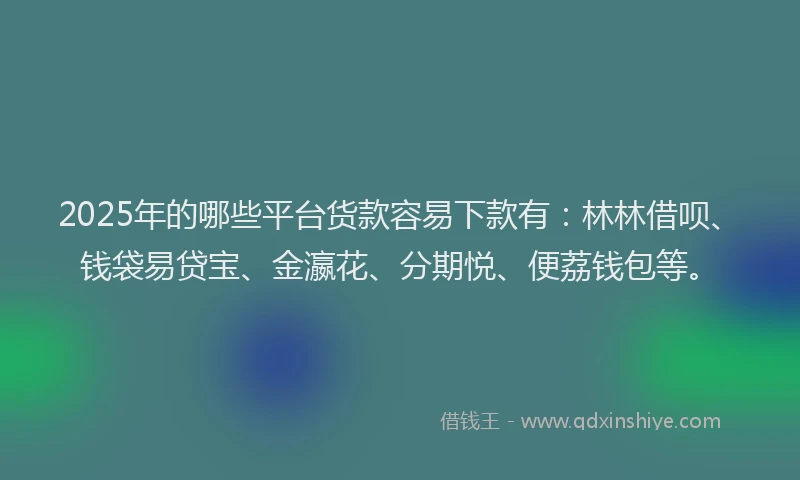 2025年的哪些平台货款容易下款有：林林借呗、钱袋易贷宝、金瀛花、分期悦、便荔钱包等。