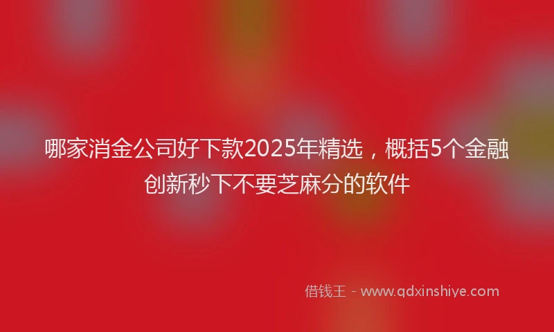 哪家消金公司好下款2025年精选，概括5个金融创新秒下不要芝麻分的软件