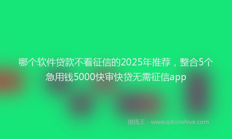 哪个软件贷款不看征信的2025年推荐，整合5个急用钱5000快审快贷无需征信app