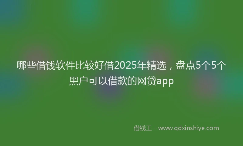 哪些借钱软件比较好借2025年精选，盘点5个5个黑户可以借款的网贷app