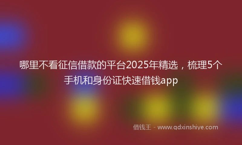 哪里不看征信借款的平台2025年精选，梳理5个手机和身份证快速借钱app