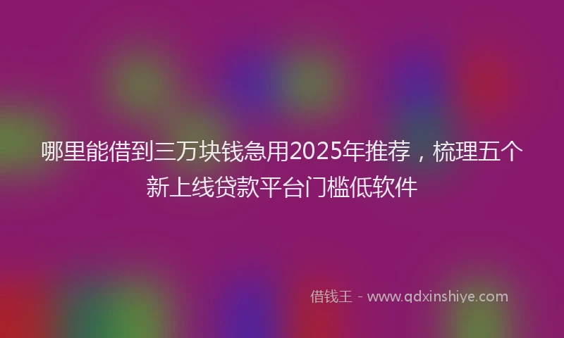 哪里能借到三万块钱急用2025年推荐，梳理五个新上线贷款平台门槛低软件