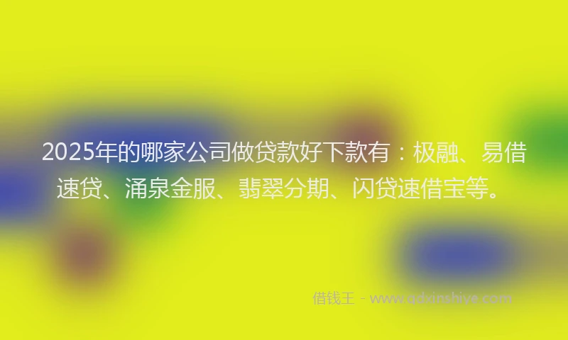 2025年的哪家公司做贷款好下款有：极融、易借速贷、涌泉金服、翡翠分期、闪贷速借宝等。