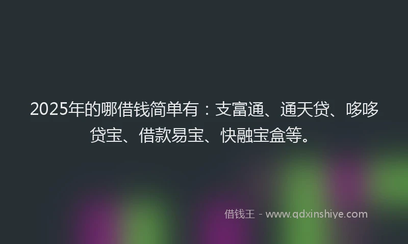 2025年的哪借钱简单有：支富通、通天贷、哆哆贷宝、借款易宝、快融宝盒等。