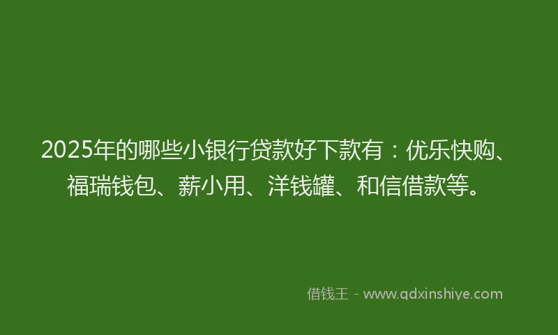 2025年的哪些小银行贷款好下款有：优乐快购、福瑞钱包、薪小用、洋钱罐、和信借款等。