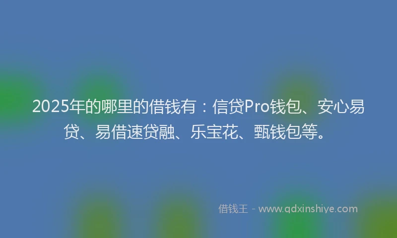 2025年的哪里的借钱有：信贷Pro钱包、安心易贷、易借速贷融、乐宝花、甄钱包等。