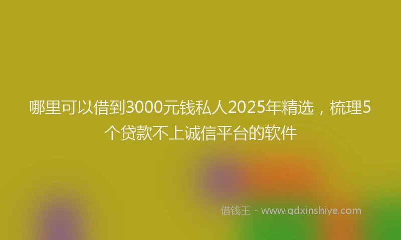 哪里可以借到3000元钱私人2025年精选，梳理5个贷款不上诚信平台的软件