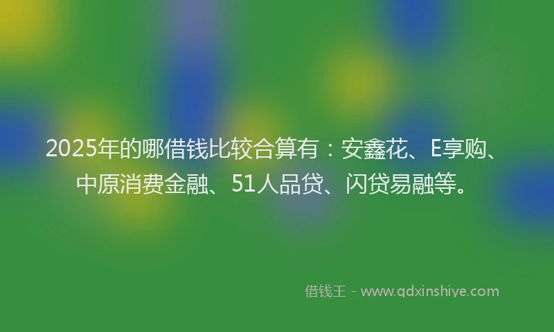 2025年的哪借钱比较合算有：安鑫花、E享购、中原消费金融、51人品贷、闪贷易融等。
