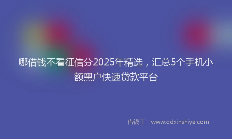 哪借钱不看征信分2025年精选，汇总5个手机小额黑户快速贷款平台