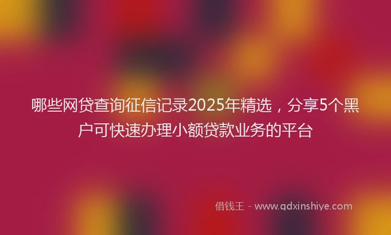 哪些网贷查询征信记录2025年精选，分享5个黑户可快速办理小额贷款业务的平台