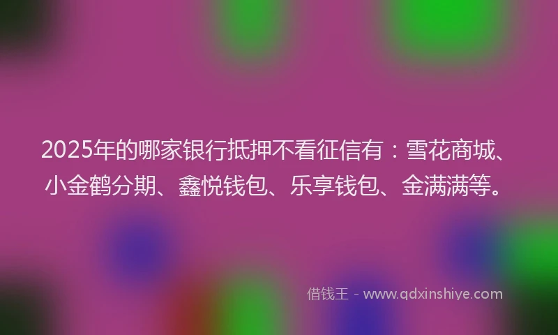 2025年的哪家银行抵押不看征信有：雪花商城、小金鹤分期、鑫悦钱包、乐享钱包、金满满等。