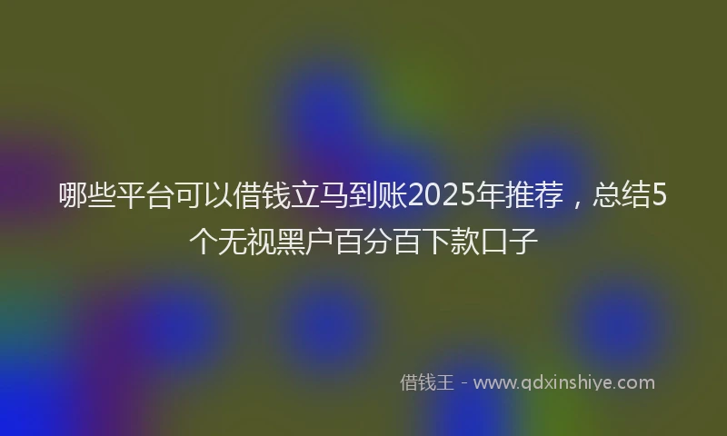 哪些平台可以借钱立马到账2025年推荐，总结5个无视黑户百分百下款口子