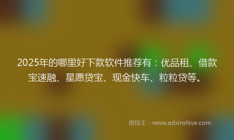 2025年的哪里好下款软件推荐有：优品租、借款宝速融、星愿贷宝、现金快车、粒粒贷等。