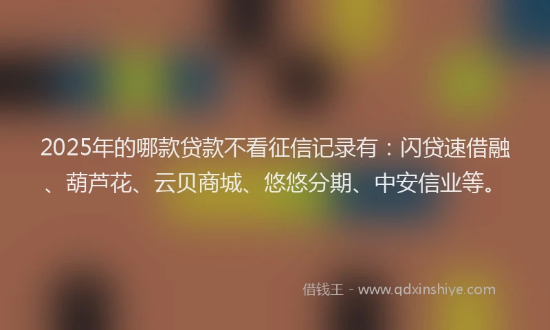 2025年的哪款贷款不看征信记录有：闪贷速借融、葫芦花、云贝商城、悠悠分期、中安信业等。