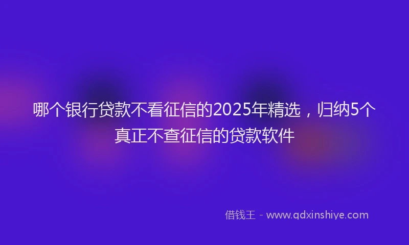 哪个银行贷款不看征信的2025年精选，归纳5个真正不查征信的贷款软件