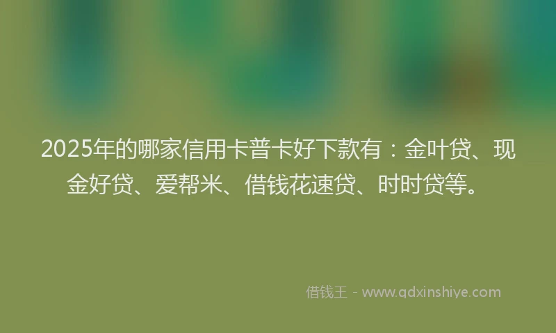 2025年的哪家信用卡普卡好下款有：金叶贷、现金好贷、爱帮米、借钱花速贷、时时贷等。