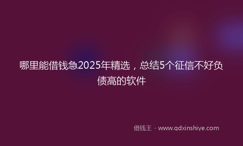 哪里能借钱急2025年精选，总结5个征信不好负债高的软件