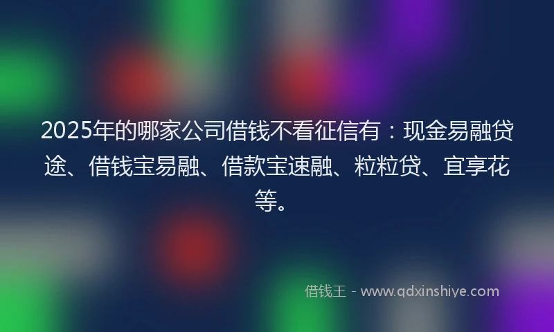 2025年的哪家公司借钱不看征信有：现金易融贷途、借钱宝易融、借款宝速融、粒粒贷、宜享花等。