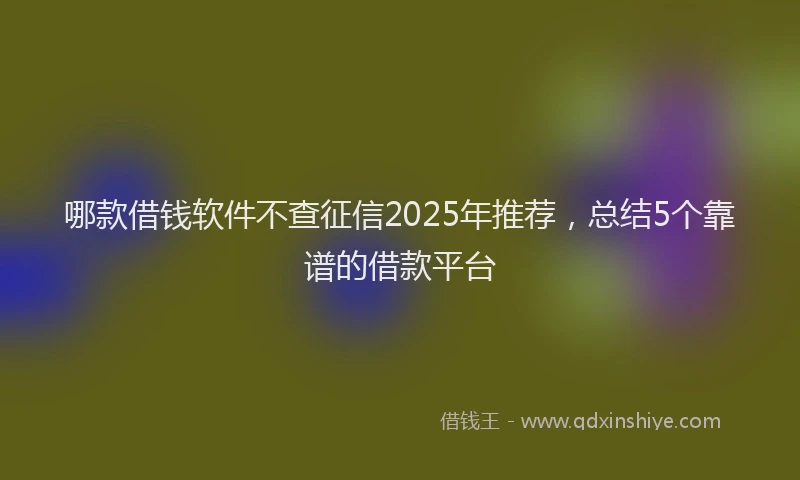 哪款借钱软件不查征信2025年推荐，总结5个靠谱的借款平台