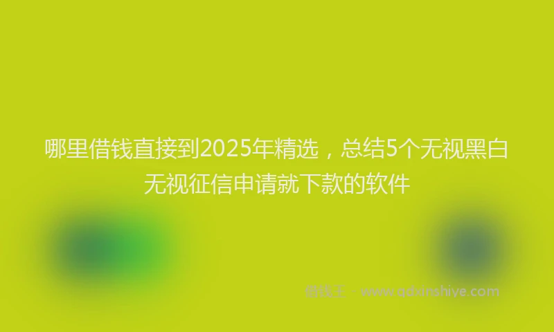 哪里借钱直接到2025年精选，总结5个无视黑白无视征信申请就下款的软件