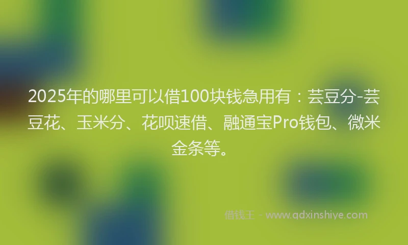 2025年的哪里可以借100块钱急用有：芸豆分-芸豆花、玉米分、花呗速借、融通宝Pro钱包、微米金条等。