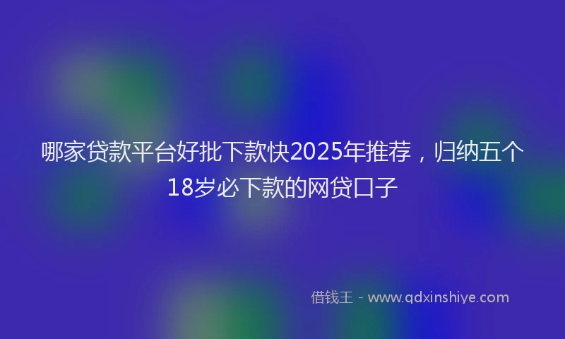 哪家贷款平台好批下款快2025年推荐，归纳五个18岁必下款的网贷口子
