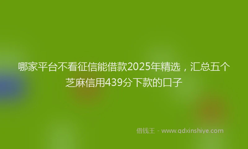 哪家平台不看征信能借款2025年精选，汇总五个芝麻信用439分下款的口子