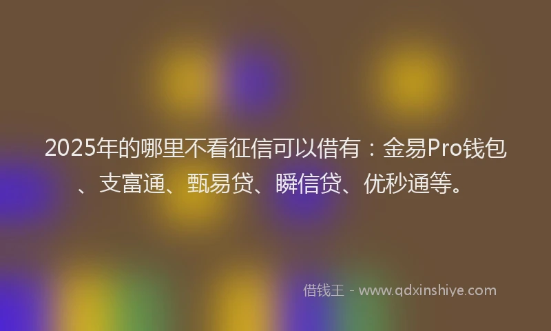 2025年的哪里不看征信可以借有：金易Pro钱包、支富通、甄易贷、瞬信贷、优秒通等。