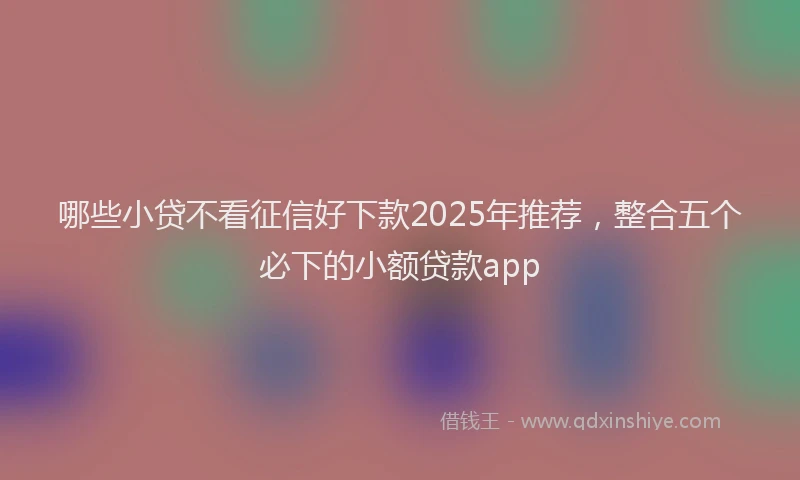 哪些小贷不看征信好下款2025年推荐，整合五个必下的小额贷款app