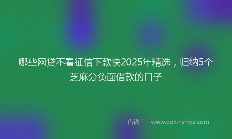 哪些网贷不看征信下款快2025年精选，归纳5个芝麻分负面借款的口子