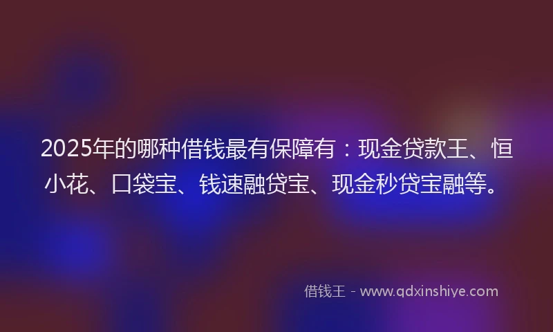 2025年的哪种借钱最有保障有：现金贷款王、恒小花、口袋宝、钱速融贷宝、现金秒贷宝融等。