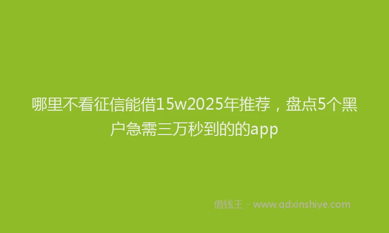 哪里不看征信能借15w2025年推荐，盘点5个黑户急需三万秒到的的app