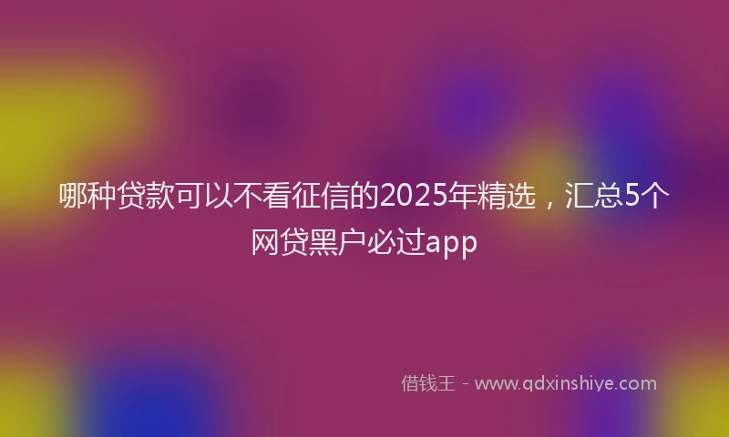 哪种贷款可以不看征信的2025年精选，汇总5个网贷黑户必过app