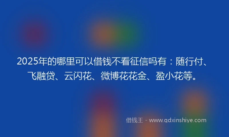 2025年的哪里可以借钱不看征信吗有：随行付、飞融贷、云闪花、微博花花金、盈小花等。