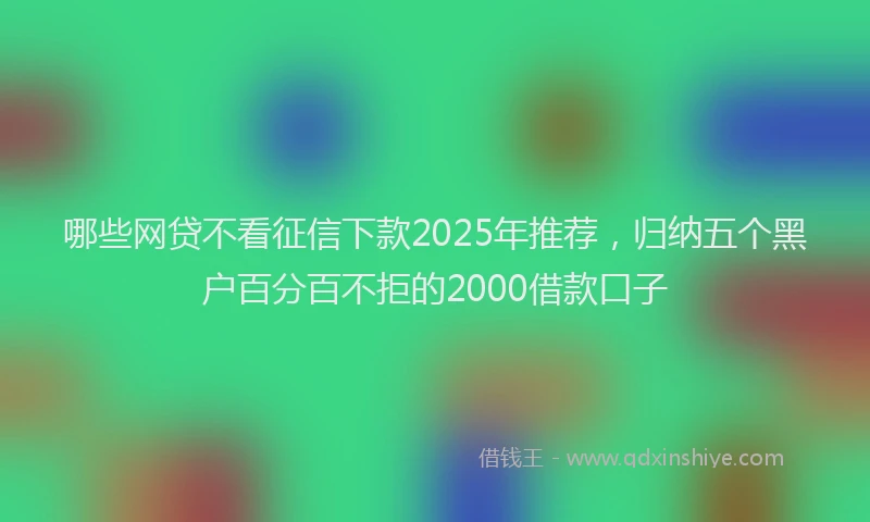 哪些网贷不看征信下款2025年推荐，归纳五个黑户百分百不拒的2000借款口子