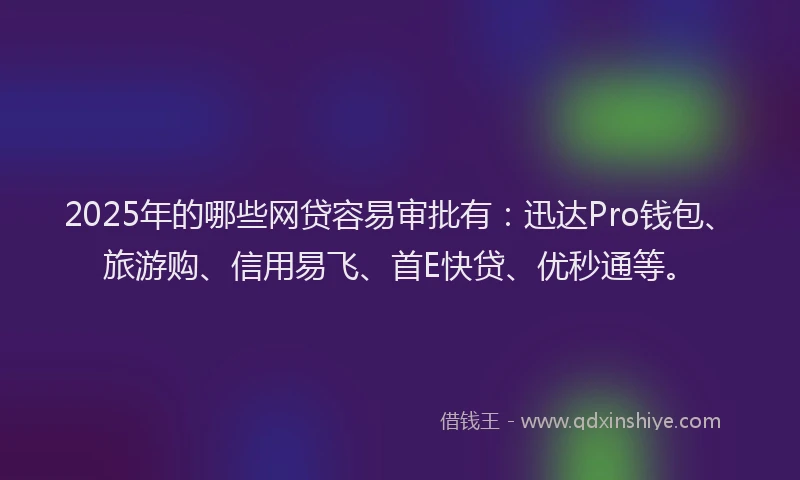 2025年的哪些网贷容易审批有：迅达Pro钱包、旅游购、信用易飞、首E快贷、优秒通等。